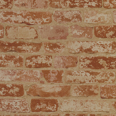 Rusty Red Brick with Age on Sure Strip Wallpaper - all4wallswall-paper