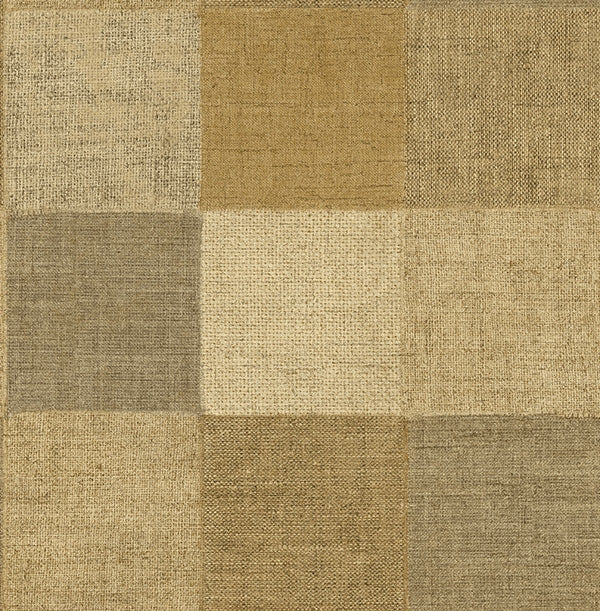 Oversized Shades of Rich Brown Weave Check Unpasted Wallpaper