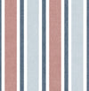 Nautical Stripes Blues, Off White, Rusty Red Unpasted Wallpaper