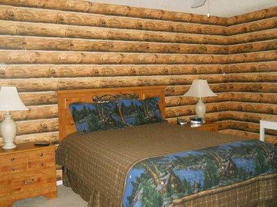 Lake Forest Lodge Rustic 3-D Light Blonde Log Cabin 27” Wide on Sure Strip Wallpaper