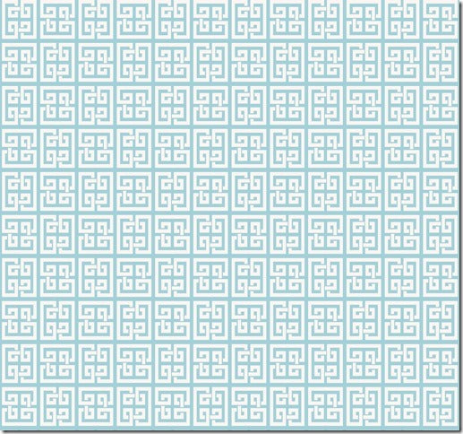 Williamsburg Geometric Soft White Greek Key on Lt. Turquoise Wallpaper - all4wallswall-paper