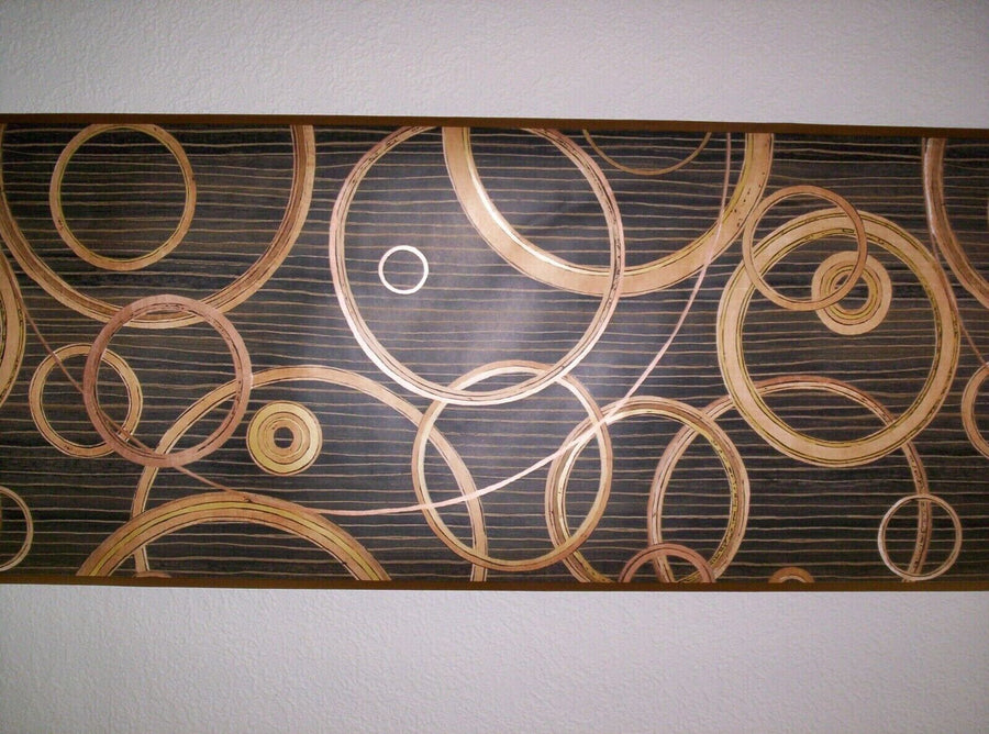 Modern Geometric Circles & Stripes Prepasted Wallpaper Border