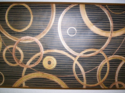 Modern Geometric Circles & Stripes Prepasted Wallpaper Border