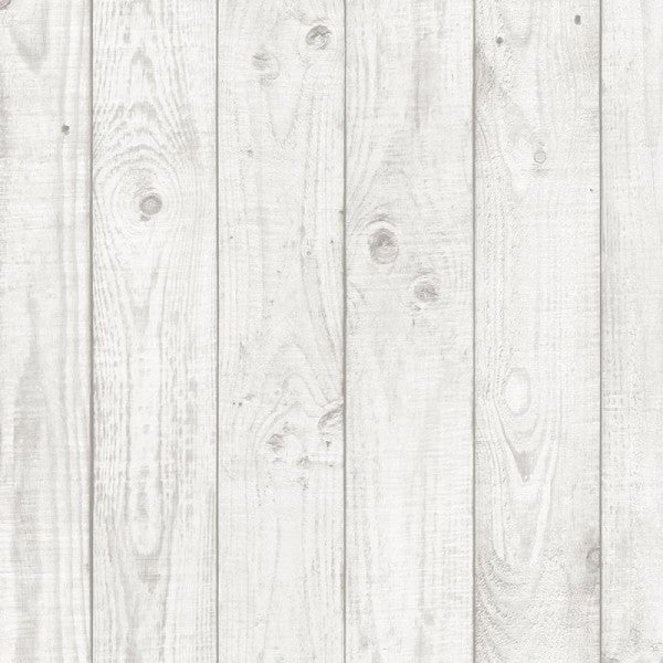 White Faux Wood Grain Planks 3.5" Wide Wallpaper - all4wallswall-paper