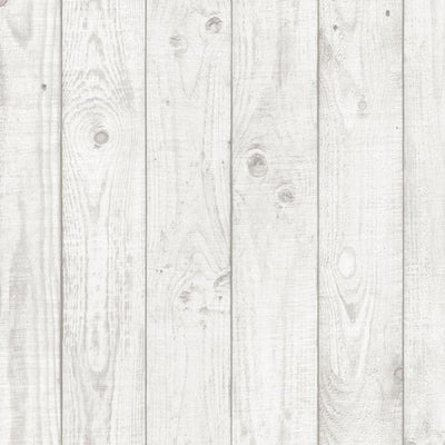 White Faux Wood Grain Planks 3.5" Wide Wallpaper - all4wallswall-paper
