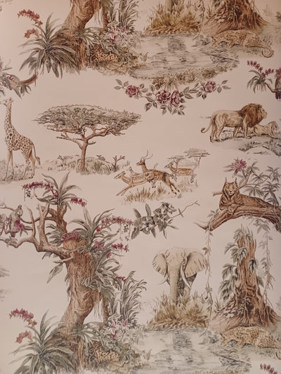 Colorful African Jungle Toile Wallpaper