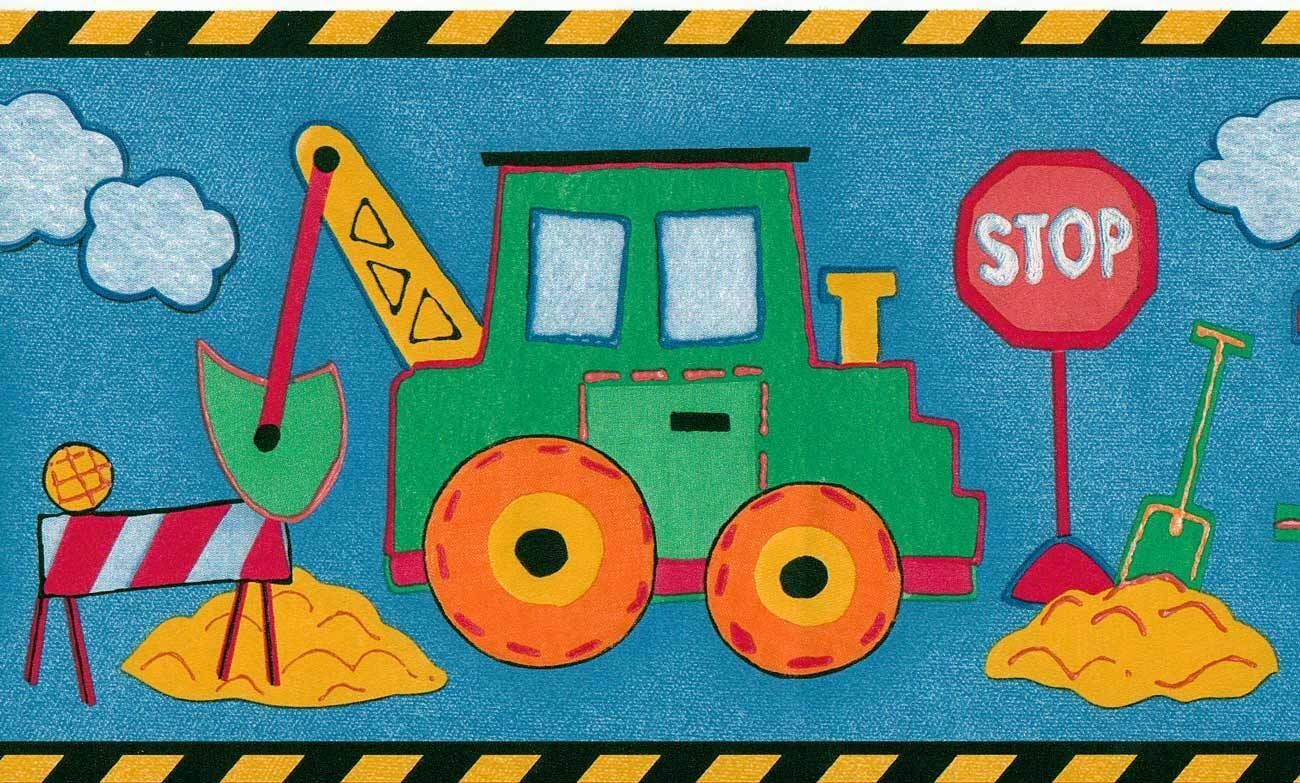 Patchwork Construction Dark Blue Denim Wallpaper Border - all4wallswall-paper