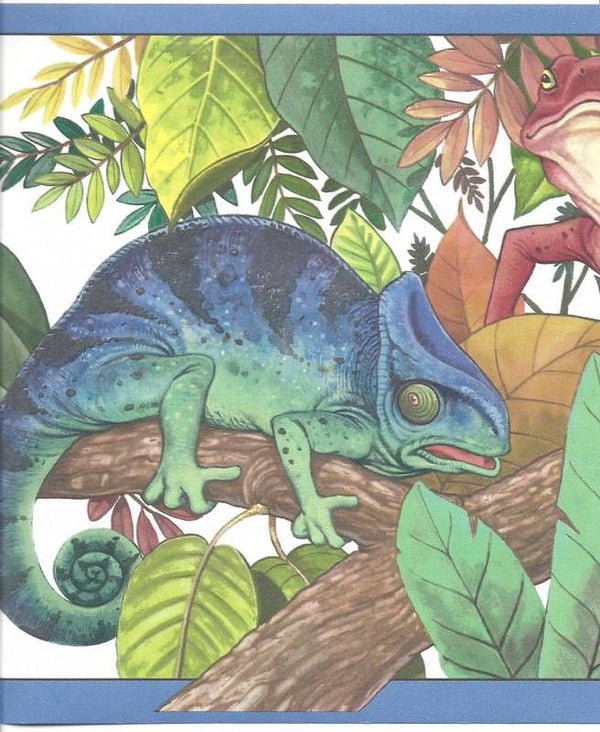 Colorful Lizards in Trees Wallpaper Border CT102151 - All 4 Walls Wallpaper