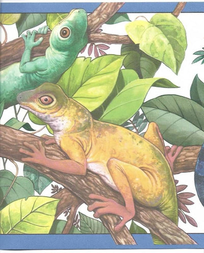 Colorful Lizards in Trees Wallpaper Border - all4wallswall-paper