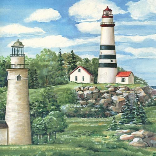Daybreak Lighthouses on the Coast on Easy Walls Wallpaper Border - all4wallswall-paper