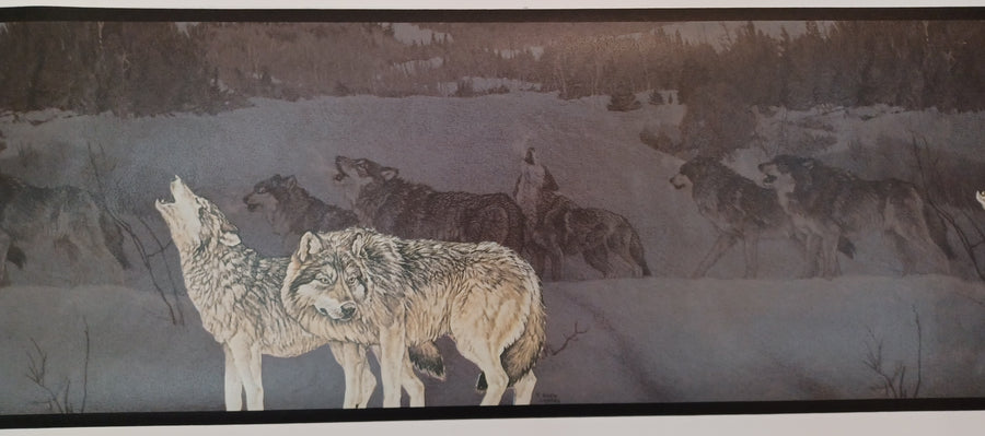 Wolves Hunting in the Dark Wallpaper Border