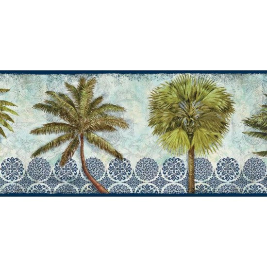 Delray Palm Trees on Sure Strip Wallpaper Border - all4wallswall-paper