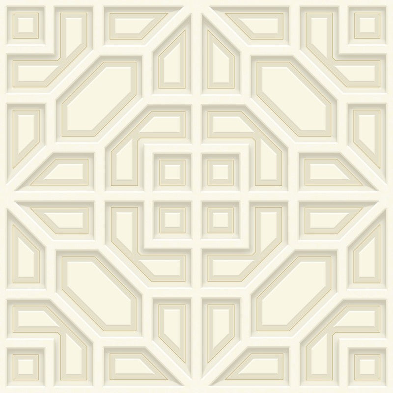 Asian Lattice in Cream and Gold on Sure Strip Wallpaper - all4wallswall-paper