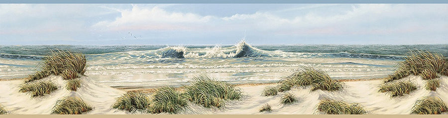 Falmouth Beige Chesapeake Beach Sand Dunes Easy Walls Wallpaper Border - all4wallswall-paper
