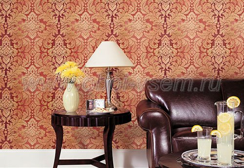 Brown, Beige & Red Formal Damask Wallpaper - all4wallswall-paper