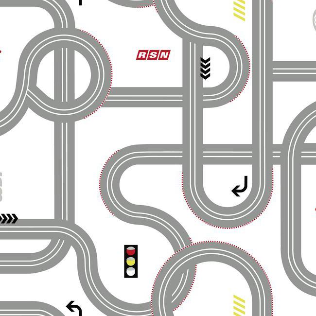 Disney Road - Roadway for Cars on White Sure Strip Wallpaper - all4wallswall-paper