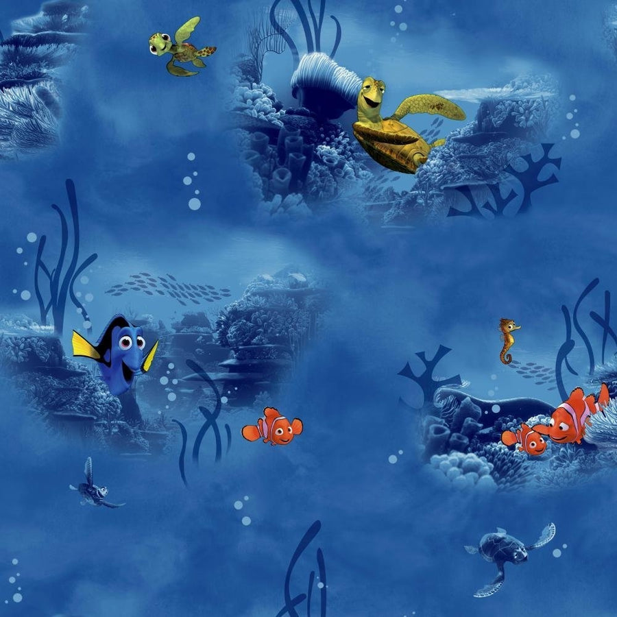 Disney Finding Nemo in Blue on Sure Strip Wallpaper - all4wallswall-paper