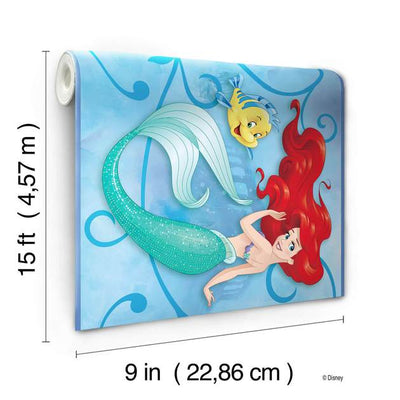 Disney Ariel the Little Mermaid in Blue Sea on Sure Strip Wallpaper Border - all4wallswall-paper