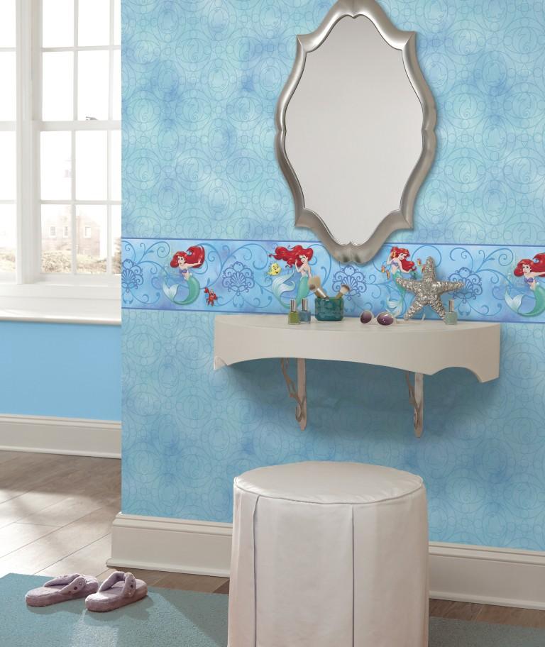 Disney Ariel the Little Mermaid in Blue Sea on Sure Strip Wallpaper Border - all4wallswall-paper