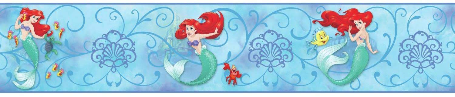 Disney Ariel the Little Mermaid in Blue Sea on Sure Strip Wallpaper Border - all4wallswall-paper