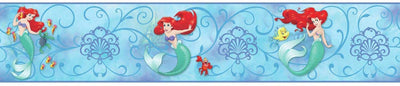 Disney Ariel the Little Mermaid in Blue Sea on Sure Strip Wallpaper Border - all4wallswall-paper