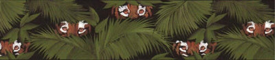 Tiger Eyes Wild Jungle Cats Green Palms Leaves Wallpaper Border