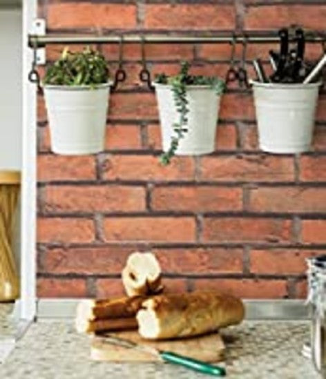 Terra Cotta Brick Peel and Stick Craft Wallpaper - all4wallswall-paper
