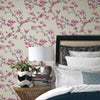 Pink Raspberry Floral & Branches Asian Artistry Paste the Paper Wallpaper