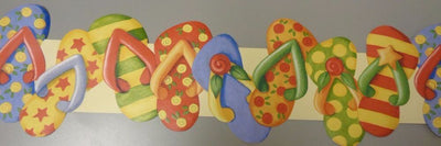 Colorful Beach Laser Cut Flip Flops Wallpaper Border - all4wallswall-paper