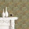 Plaid Green and Gold Faux Textured Unpasted Wallpaper