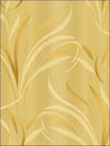 Seabrook Wind Blown Leaves on Golden Stria Unpasted Wallpaper