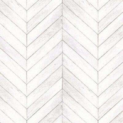 Off White & Grey Herringbone Wood Solid Vinyl on Paste the Wall Wallpaper - all4wallswall-paper