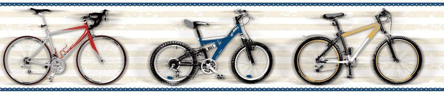 Bikes / Bicycles on the Move on Sure Strip Wallpaper Border - all4wallswall-paper