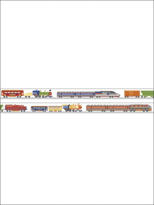 Train on the Track on Sure Strip Mural Wallpaper Border - all4wallswall-paper