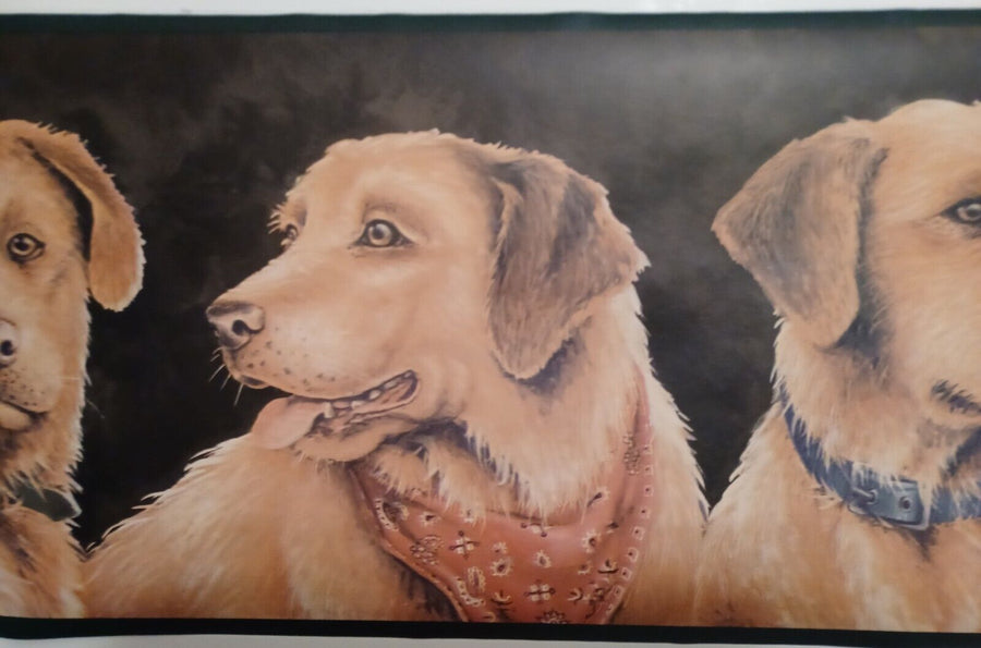 Country Golden Retriever Dogs Wallpaper Border
