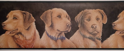 Country Golden Retriever Dogs Wallpaper Border