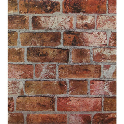 Puffy Textured Red and Brown Brick With Grey Grout Unpasted Wallpaper - all4wallswall-paper