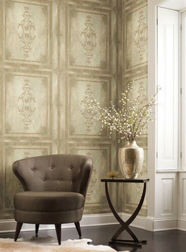 York Faux Wood Architectural Block Panel Sure Strip Wallpaper - all4wallswall-paper