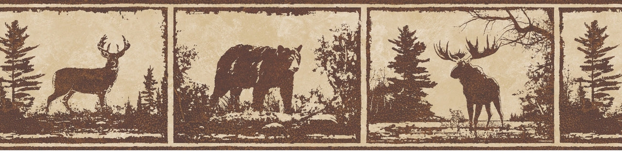 Wild Metal Works Brown Animal Silhouettes Easy Walls Wallpaper Border - all4wallswall-paper