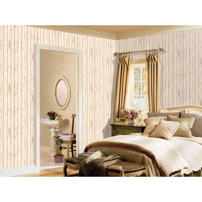 Weathered Off White Wood Grain 3" Wide Planks Wallpaper - all4wallswall-paper