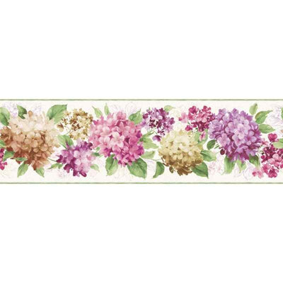 Colorful Hydrangea on Sure Strip Wallpaper Border - all4wallswall-paper