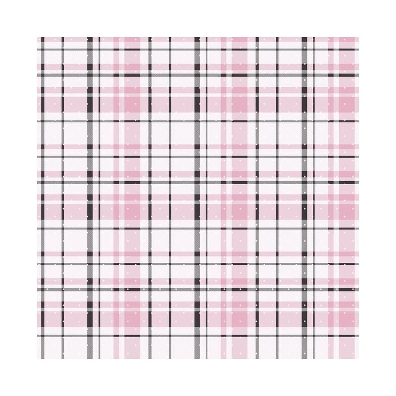 Black and Pink Plaid with Polka Dots and Glitter on Sure Strip Wallpaper