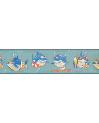 Sharks Just Want to Have Fun Wallpaper Border - all4wallswall-paper