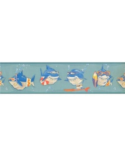 Sharks Just Want to Have Fun Wallpaper Border - all4wallswall-paper