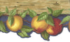 Yellow & Red Apples on Blue Laser Cut Wallpaper Border - all4wallswall-paper