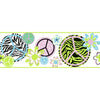 Retro Peace Signs with Zebra and Glitter on Sure Strip 14.5 Feet Border - all4wallswall-paper