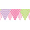 Girls Geometric Pennant - Flags in Pink, Purple & Lime on Sure Strip Wallpaper Border - all4wallswall-paper