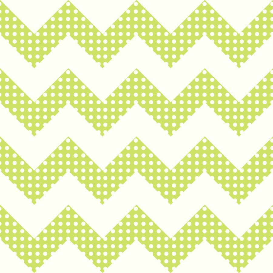 Lime Green & White Chevron Stripes with Polka Dots Sure Strip Wallpaper - all4wallswall-paper