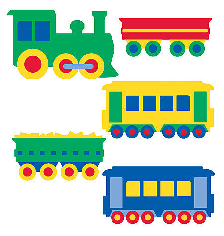 Primary Colored Train Wallies - all4wallswall-paper