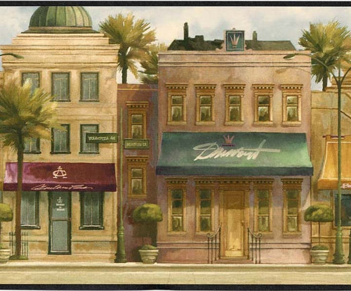 High Class Store Fronts Wallpaper Border - all4wallswall-paper